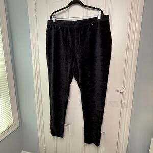 QVC Susan Graver Knit Corduroy Straight Leg Pants Womens 1X Black Pull On NWOT